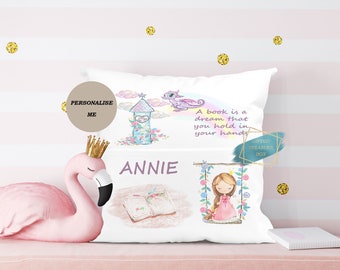 Personalized Princess Book Cushion, Kids Storytime Pillow