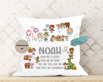 Personalized Kids Fairytale Book Cushion, Nursery Decor