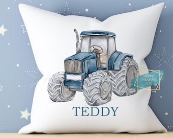 Personalized Tractor Cushion – Kids Nursery Decor, Farm Theme Pillow