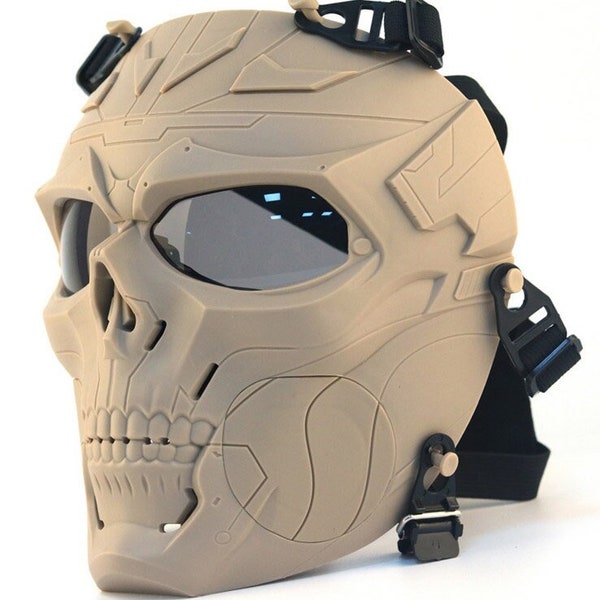 Outdoor Tactical Mask Skull Alien Dual Gas Canister Full Face Mask Field Gear Decoration