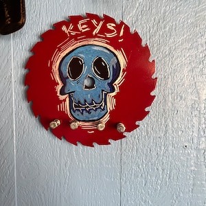 Custom Made - Metal Art - Hand Painted - Graffiti Skull Art Key Hanger