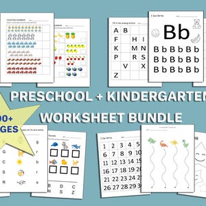 Preschool Kindergarten Learning Worksheet Bundle