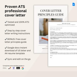 Plantilla y guía de carta de presentación optimizada para ATS / Carta de presentación profesional / Carta de presentación de una página en Google Docs / Minimalista / Fácil de editar / Word