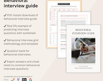 Behavioral Interview Guide & Worksheet | Professional Interview Preparation | Top Interview Questions and Answers | Interview Question Bank