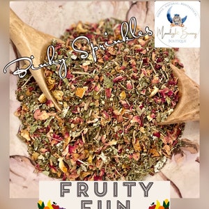 Binky Sprinkles Forage Blend~Fruity Fun~Natural Healthy treat, Perfect Hay/Greens/Pellet Topper for Rabbit, Hamster, Guinea Pig, Chinchillas