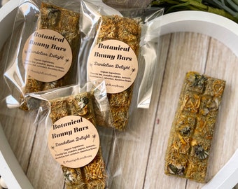 Botanical Bunny Bars~ Dandelion Delight~ OAT FREE~Timothy Hay Based Treats, Crunchy snacks for Rabbits, & Small Pets, Healthy and Guilt Free