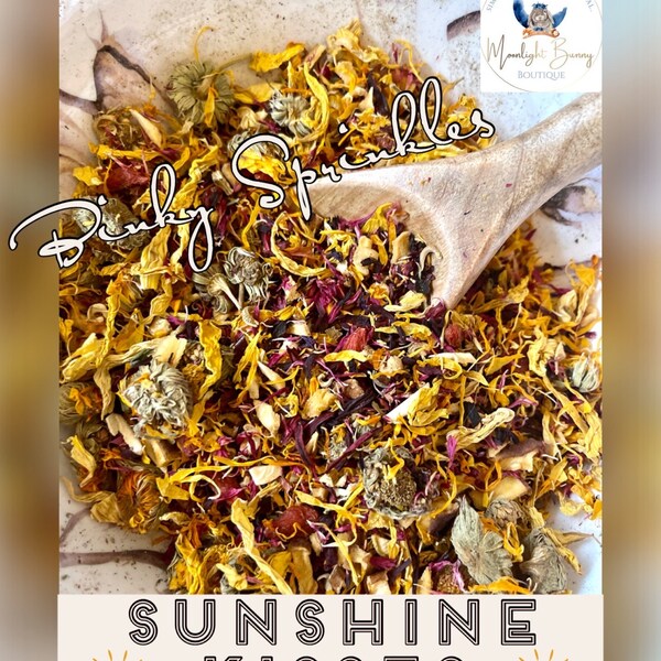Binky Sprinkles Forage Blend~Sunshine Kisses~ Healthy treat, Perfect Hay/Greens/Pellet Topper for Rabbit, Hamster, Guinea Pig, Chinchillas