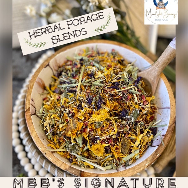 Signature Blend~ Herbal Forage, Naturally full of nutrients, Perfect Hay/Greens/Pellet Topper for Rabbit, Hamster, Guinea Pig, Chinchilla