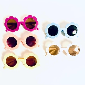 Flower Shaped Toddler Sunglasses Jewel Girls Pink Blue Yellow Orange White Birthday Glasses Cute Floral