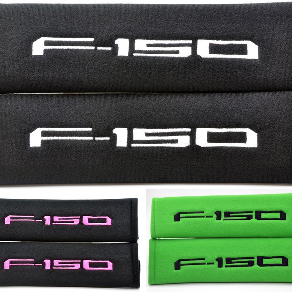 2 pieces (1 PAIR) Ford F-150 Embroidery Soft Safety Seat Belt Cover Cushion Shoulder Pads-Black/Red/Blue/Gray/Yellow/Green/Pink/Brown/White