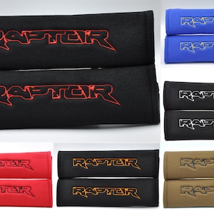 2 pezzi (1 PAIO) Coprisedile morbido per cintura di sicurezza Ford Raptor con ricamo, spalline, nero/rosso/blu/grigio/giallo/verde/rosa/marrone/bianco