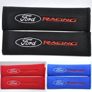 2 pezzi (1 PAIO) Ford Racing Ricamo Morbido Copricintura di Sicurezza Cuscino Spalline-Nero/Rosso/Blu/Grigio/Giallo/Verde/Rosa/Marrone/Bianco