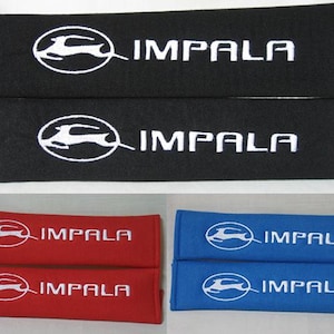 2 pieces (1 PAIR) Chevrolet Chevy Impala Embroidery Seat Belt Cover Cushion Shoulder Pads- Black/Red/Blue/Gray/Yellow/Green/Pink/Brown/White