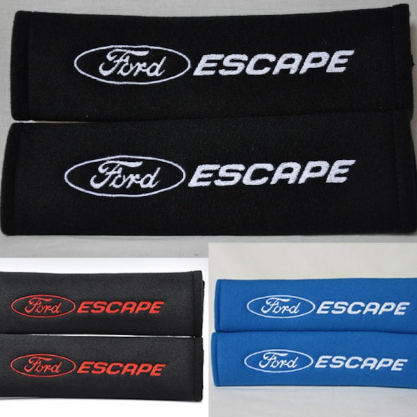 2 pieces (1 PAIR) Ford Escape Embroidery Soft Safety Seat Belt Cover Cushion Shoulder Pads-Black/Red/Blue/Gray/Yellow/Green/Pink/Brown/White