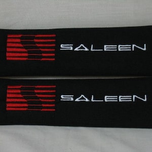 2 pieces (1 PAIR) Saleen Embroidery Soft Safety Seat Belt Cover Cushion Shoulder Pads - Black/Red/Blue/Gray/Yellow/Green/Pink/Brown/White