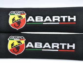 2 pieces (1 PAIR) Abarth Embroidery Safety Seat Belt Cover Cushion Pads - Black/Red/Blue/Gray/Yellow/Green/Pink/Brown/White
