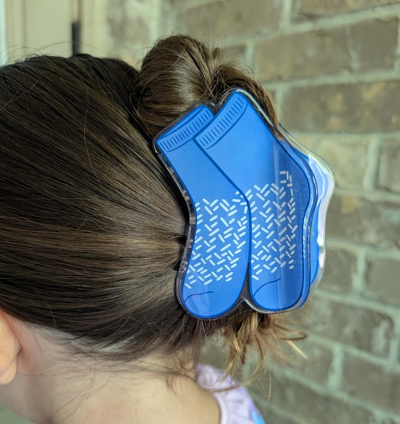 Grippy Socks Hair Clip: OT Claw Clip, PT Claw Clip, Nursing Hair Clip, Mental Health Hair Clip image 1