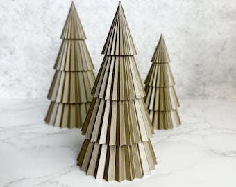 Gold Christmas Tree decor, stackable Christmas trees, tabletop decor tree, mini nesting Christmas tree, Silver Christmas trees