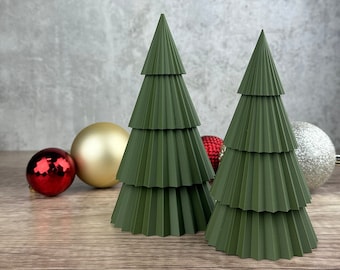 Small Christmas tree decoration, 3d printed home decor, small evergreen cone trees, tabletop decorated tree, mini christmas tree