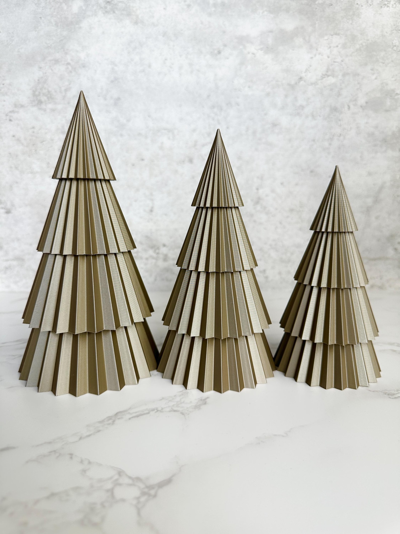 Gold 3D Printed Christmas Tree Set: Stackable Tabletop Decor - Etsy
