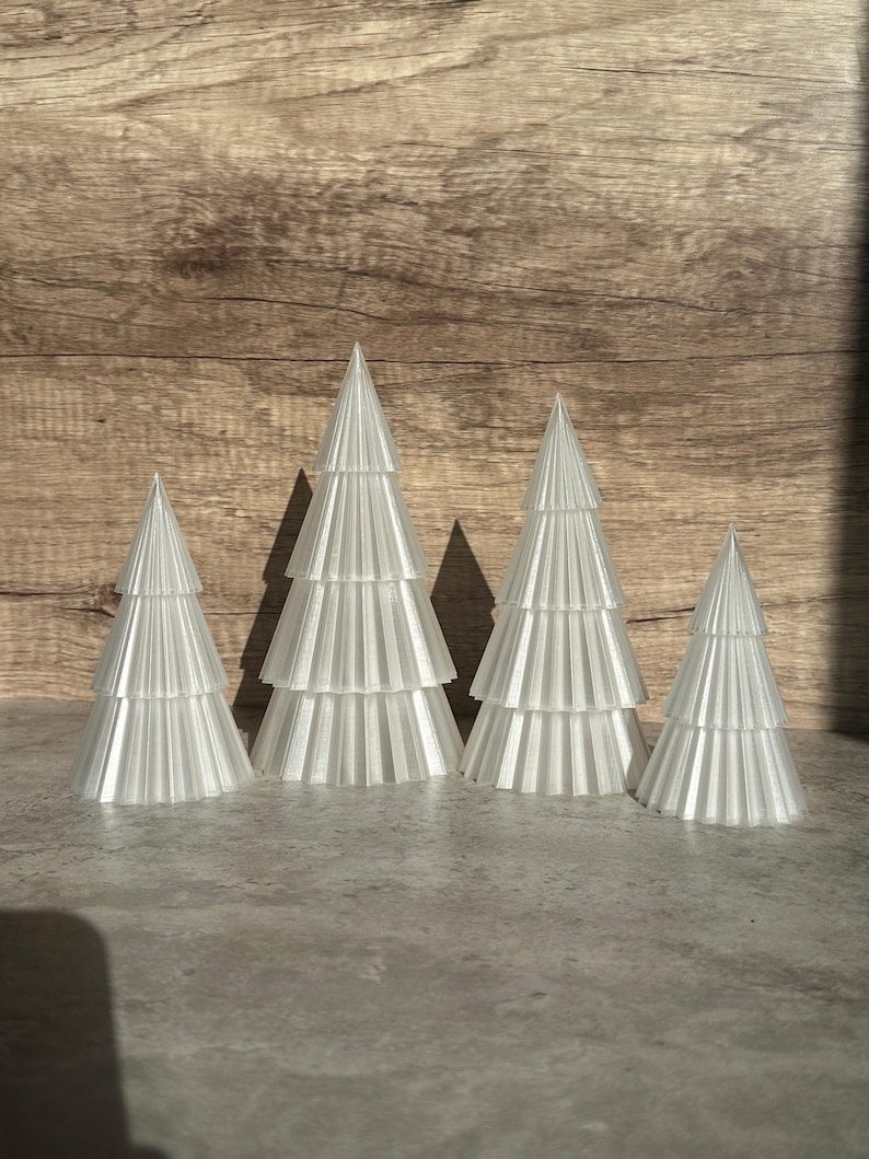 Shimmering Pink Christmas Trees, Stackable Translucent Trees, Holiday