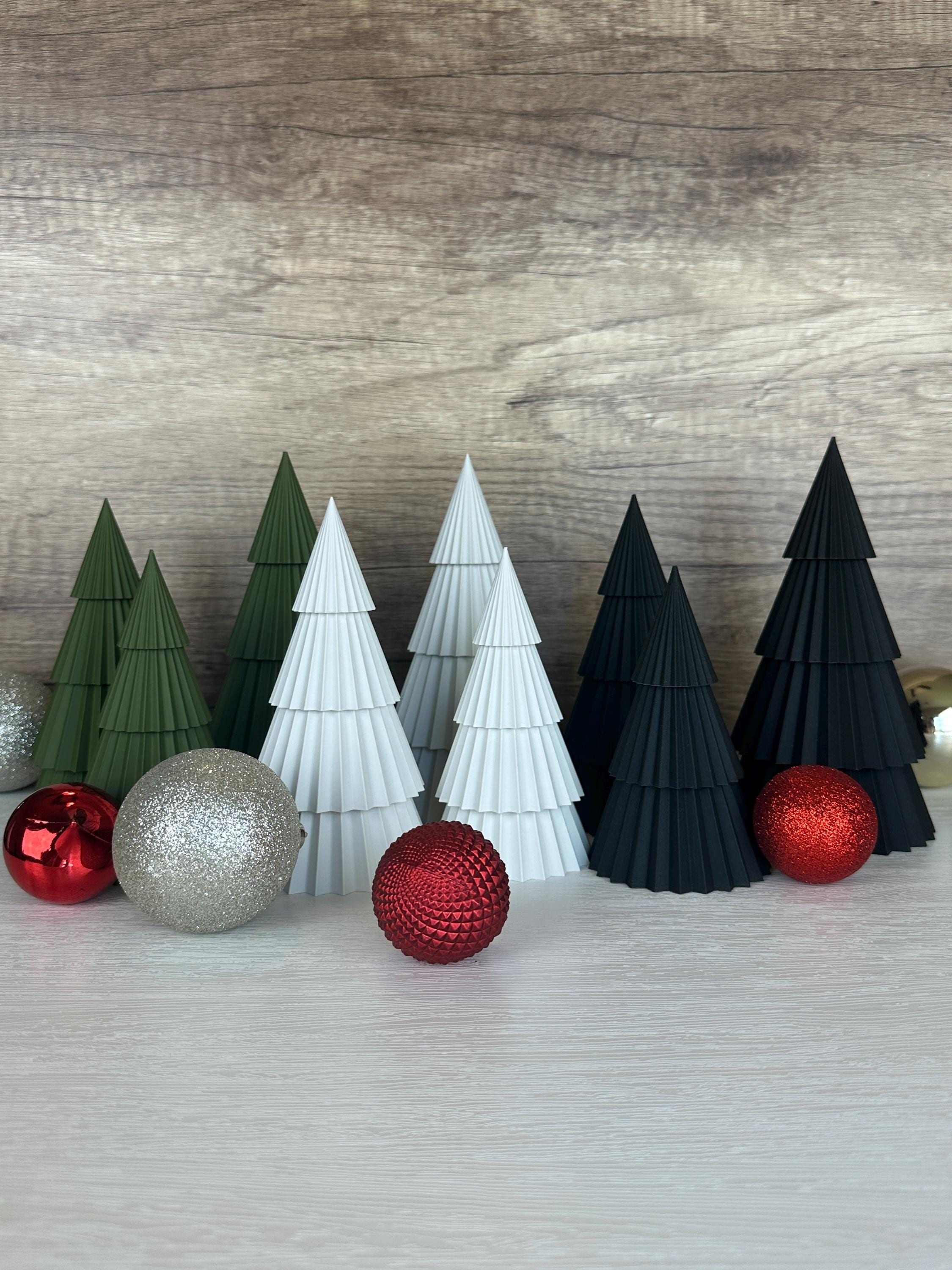 Small Christmas tree decoration, 3d printed home decor, small evergreen cone trees, tabletop decorated tree, mini nesting Christmas tree