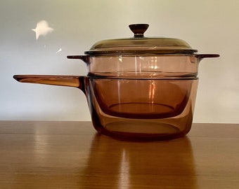 Vintage Corning ‘Vision’ Saucepan Set with Double Boiler and Lid | 1.5 Litre | Versatile and Timeless | Made in France | Bellarine Bazaar