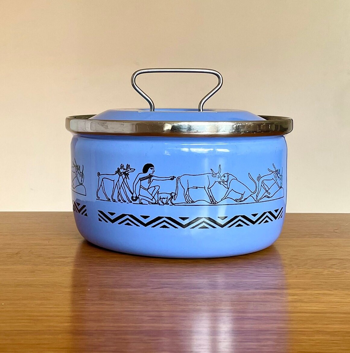 Vintage Siltal Enamel Saucepan With Egyptian Hieroglyphs Etsy Australia