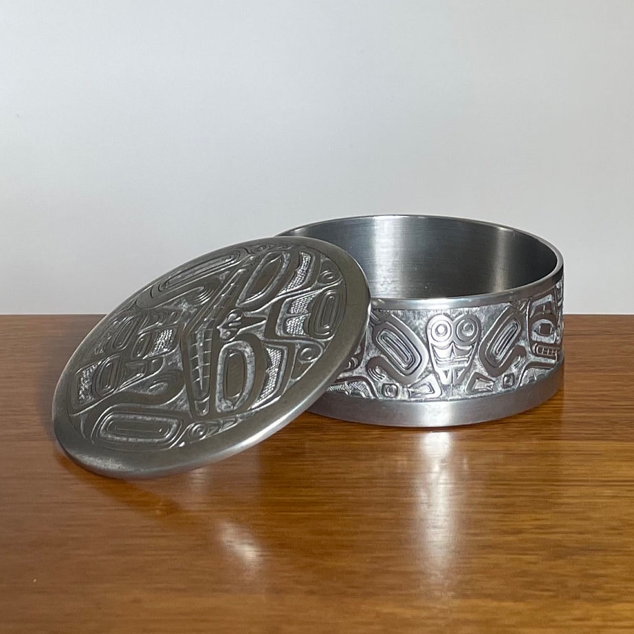 Vintage Boma Round Pewter Trinket Box | Large Size | “bear Mask” Design ...