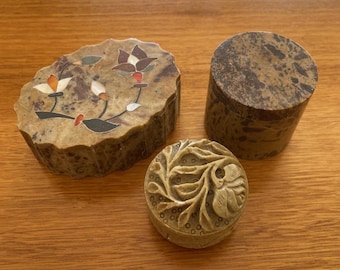 Vintage Stone Trinket Box Collection | Set of Three | Bellarine Bazaar