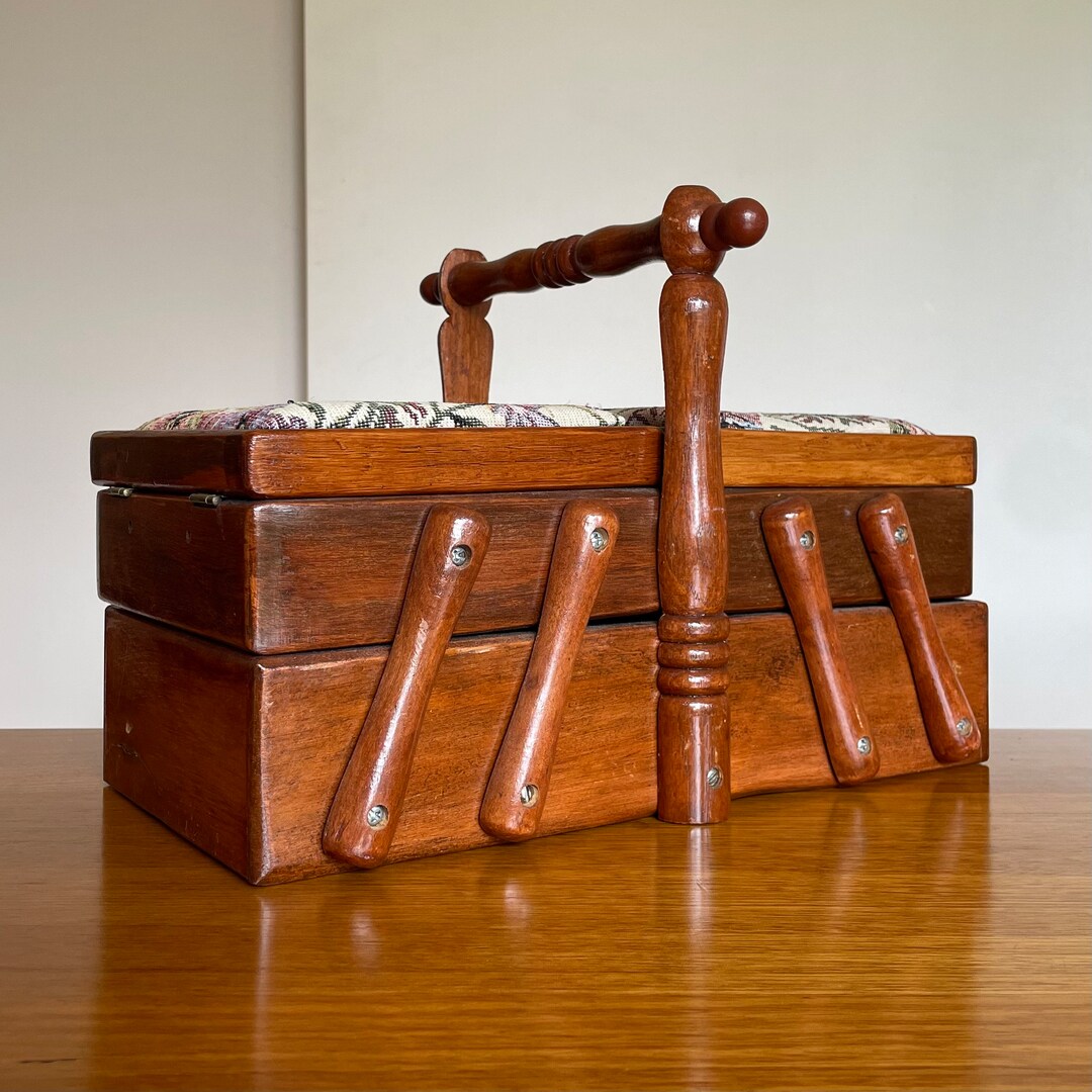 Vintage Japanese Cantilevered Sewing Box Contains Range of Etsy