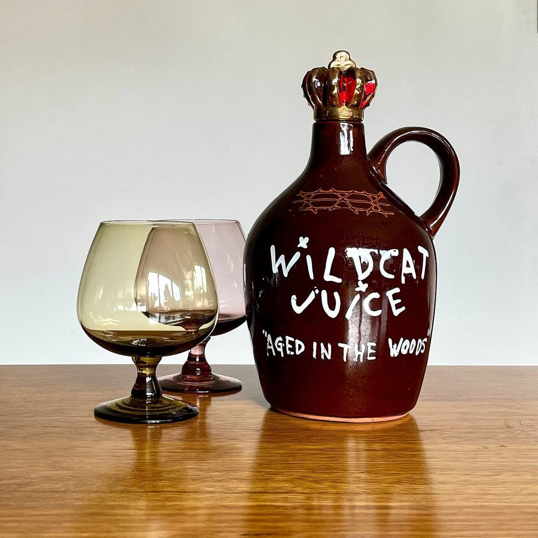 Vintage Wildcat Juice aged in the Woods Pottery Jug Red Etsy