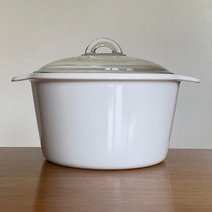 Vintage Arc Made in France 3 Litre White Casserole with Clear Pyrex Lid | ‘All White’ |  Versatile Cookware | Bellarine Bazaar