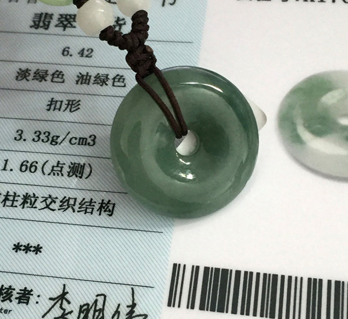 Genuine Certificate Jade Good Luck Protection Necklace Green Etsy
