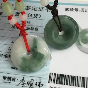 Echt certificaat jade geluksbescherming ketting, groene jade ketting, handgemaakte amulet, natuurlijke kwaliteit type A jade jade hanger