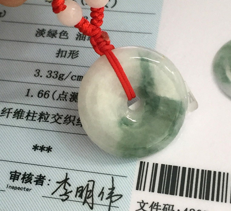 Genuine Certificate Jade Good Luck Protection Necklace, Green Jade