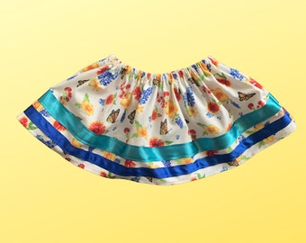 Baby Ribbon Skirt - 0-3 months - Butterfly, Indian Blanket, Bluebonnet Pattern