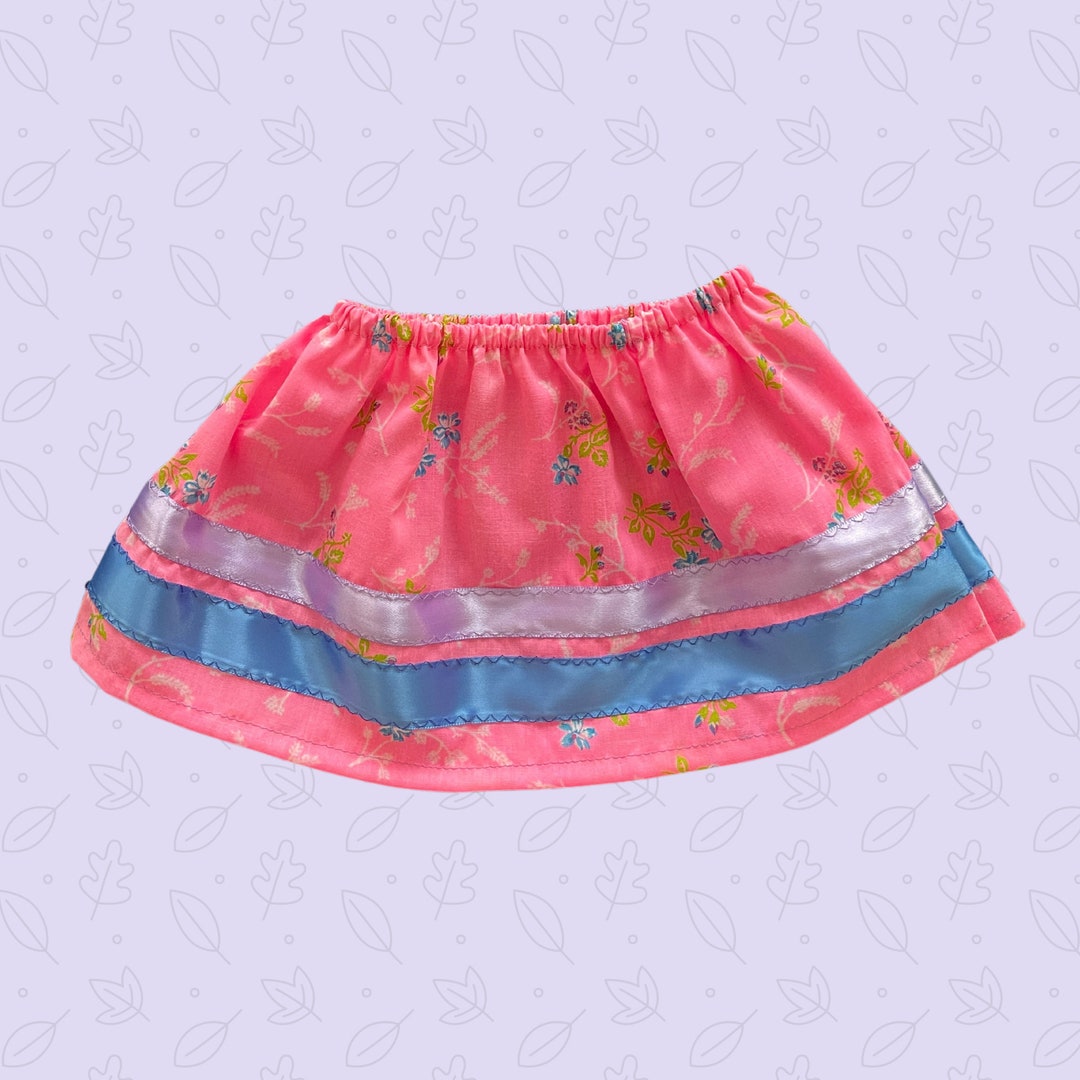 Baby Ribbon Skirt Pink Floral Pattern Vintage Fabric Etsy