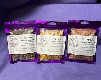 Friandises pour petits animaux 2,3 oz - Pour les lapins, les cobayes, les rats, les chinchillas, les hamsters, les gerbilles et plus encore !  Banane Avoine-Récolte Pomme-Citrouille