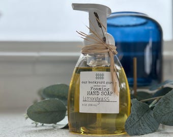 Sabonete líquido espumante hidratante para as mãos com capim-limão e óleos naturais (236 ml)
