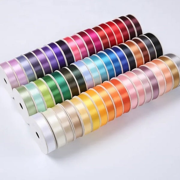 Multi Color Satin "5/8th Inch Single-Faced Satin Ribbon" for gift wrapping and packages, wreath and bow makings and craft supplies.