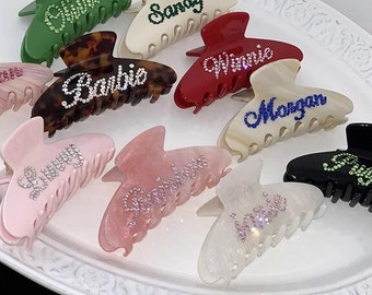 Personalized Hair Claw,Hair Clips, Hair Barrettes,diamont Hair Claw, Hair accessories,Custom name Hair clips,Hair Claw,Pink Princess's gift