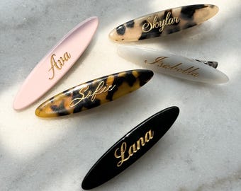 Personalized Name Hair Clip, Custom Engraved Barrette, Minimalist Accessory, Bridesmaid Gift
