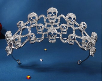 Skull Crystal Bridal tiaras,Crown for women, Zircon bridal crown for your magnificent weddings,silver crown,Crystal Crown, Queen crown