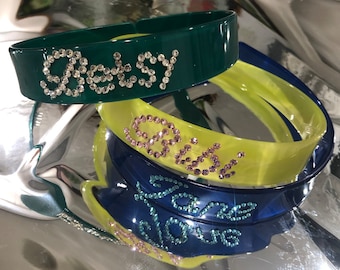 Personalisierte Haarband, Stirnbänder, Strass Buchstabe Haarband, benutzerdefinierte Name Stirnbänder, Brautjungfer Geschenk, Hochzeitsgeschenk, Haarschmuck für Sie