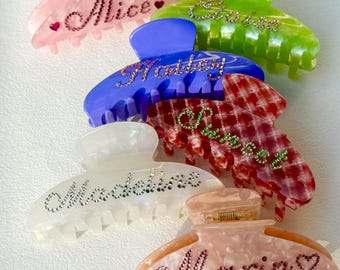 Personalized Hair Clips, Hair Clips With Name, Custom Rhinestones Hair Claw, Personalized Name Hair Claw, Bridesmaid Gift, Christmas Gift