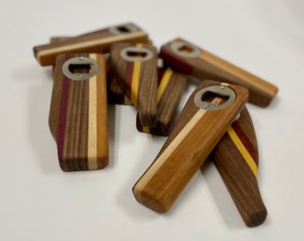 Handmade Wooden Bottle Opener: One-of-a-Kind Bar Tool