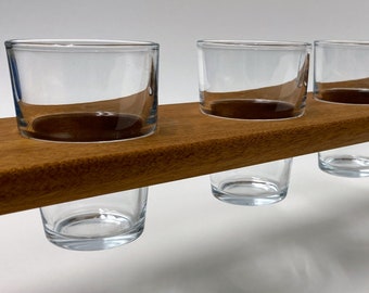 Tigerwood Drink Flight with 5 Glasses: Beer, Whiskey, Juice