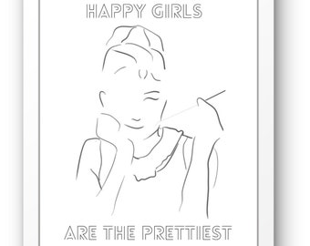 Audrey Hepburn Poster, Audrey Hepburn Digital Wall Art Print, Trendy Wall Art, Inspirational Quotes, Printable Art - DIGITAL DOWNLOAD