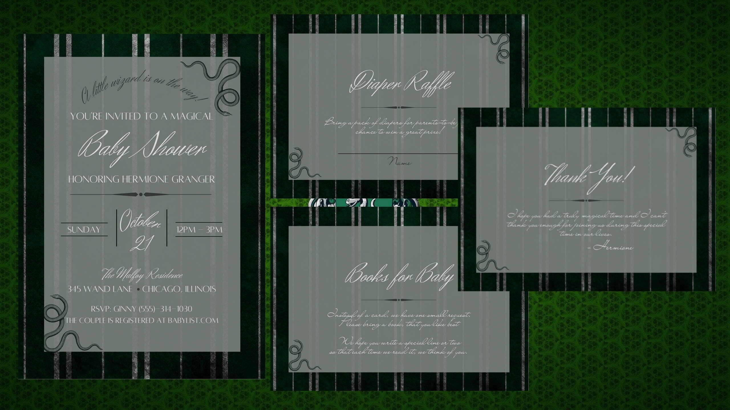 Wizard Baby Shower Invitation Baby Shower Baby Shower Invitation Template Printable Baby Shower Baby Shower Invites Slytherin